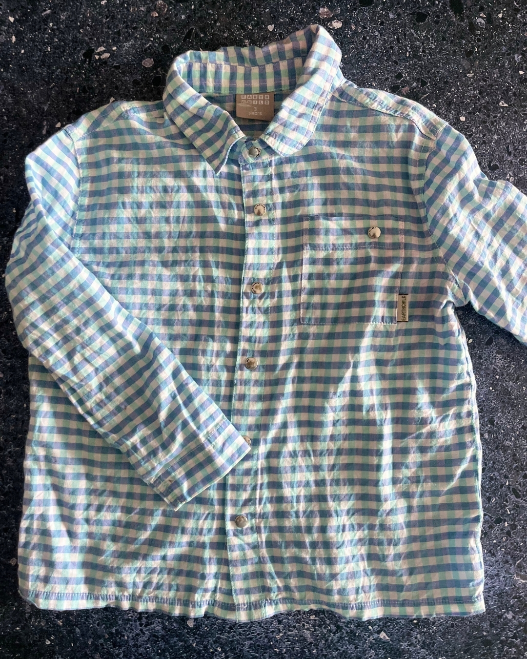 Earth Child green and blue checked collared shirt 3Y