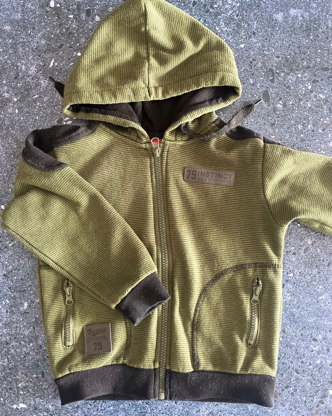 Instinct green striped hoodie 3/4Y