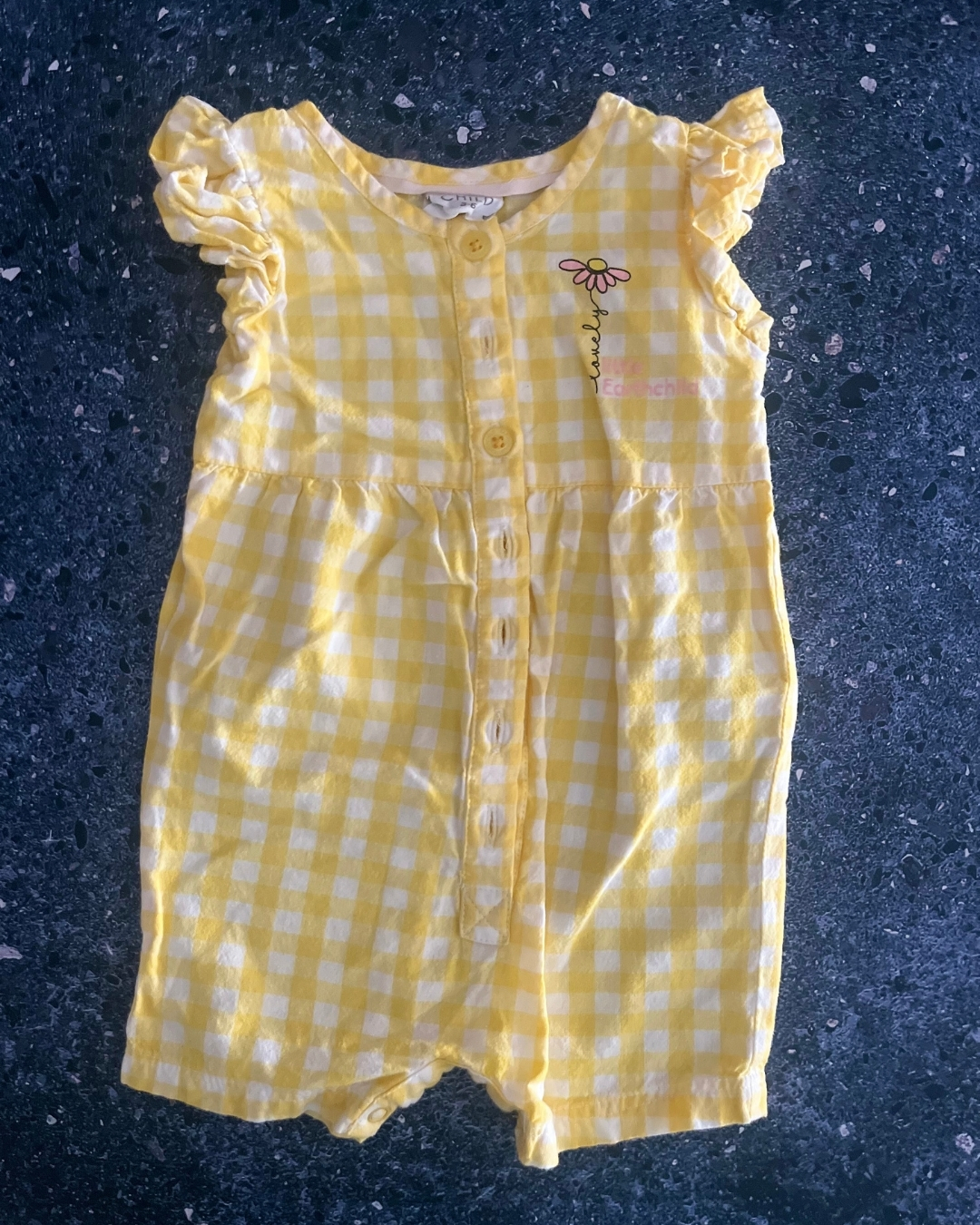 Earth Child yellow checked romper 3/6M