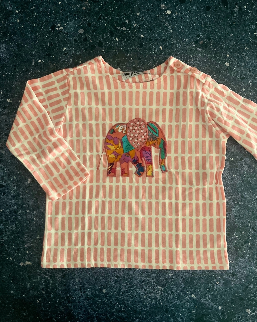 Shay Clothing peach elephant and leaves long sleeve top 18M