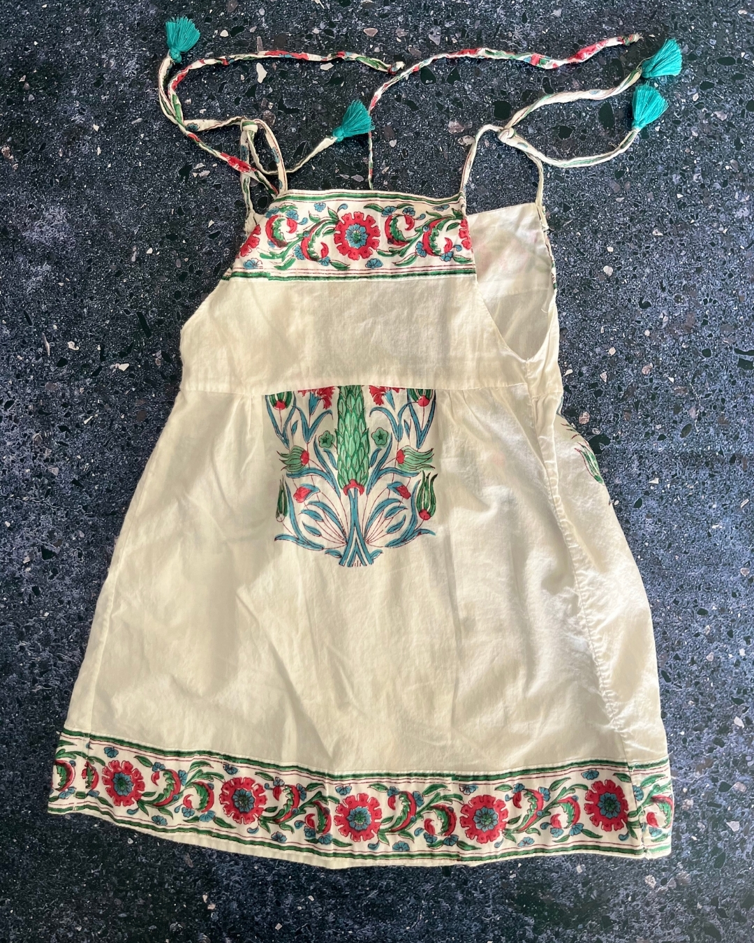 Sa Figuera Formentera white floral dress 5/6Y