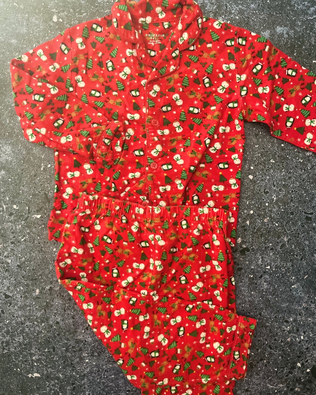 Primark red Xmas pajama set 2/3Y