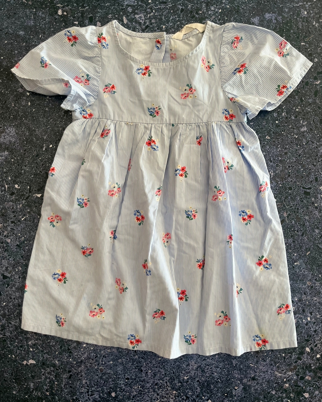 H&M blue and white striped ditsy dress 2/3Y