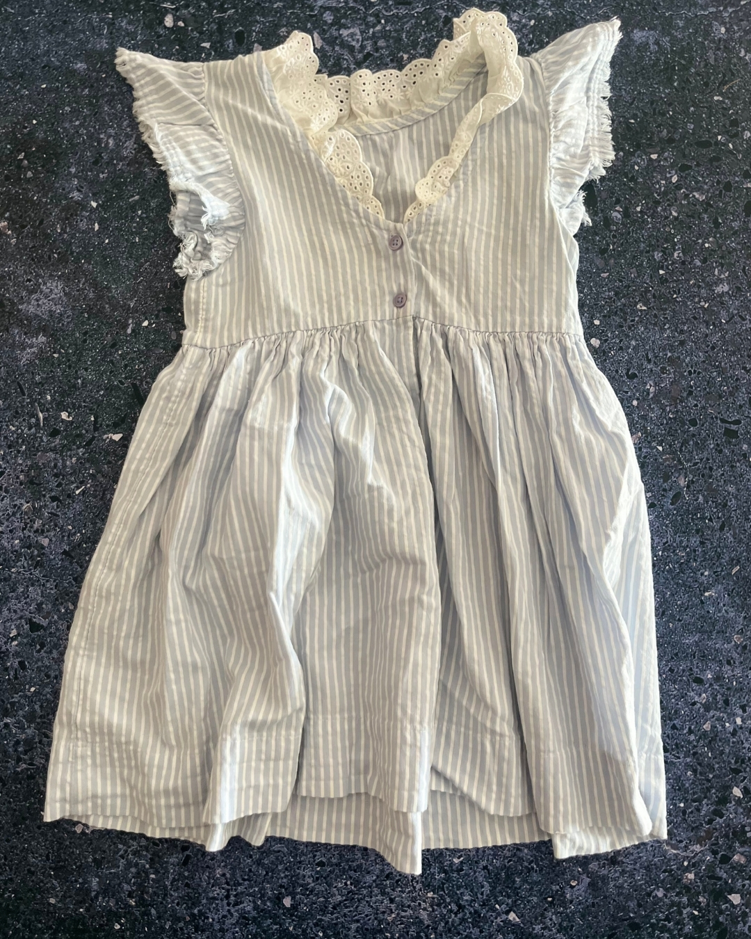 Next white and blue striped dress 3/4Y