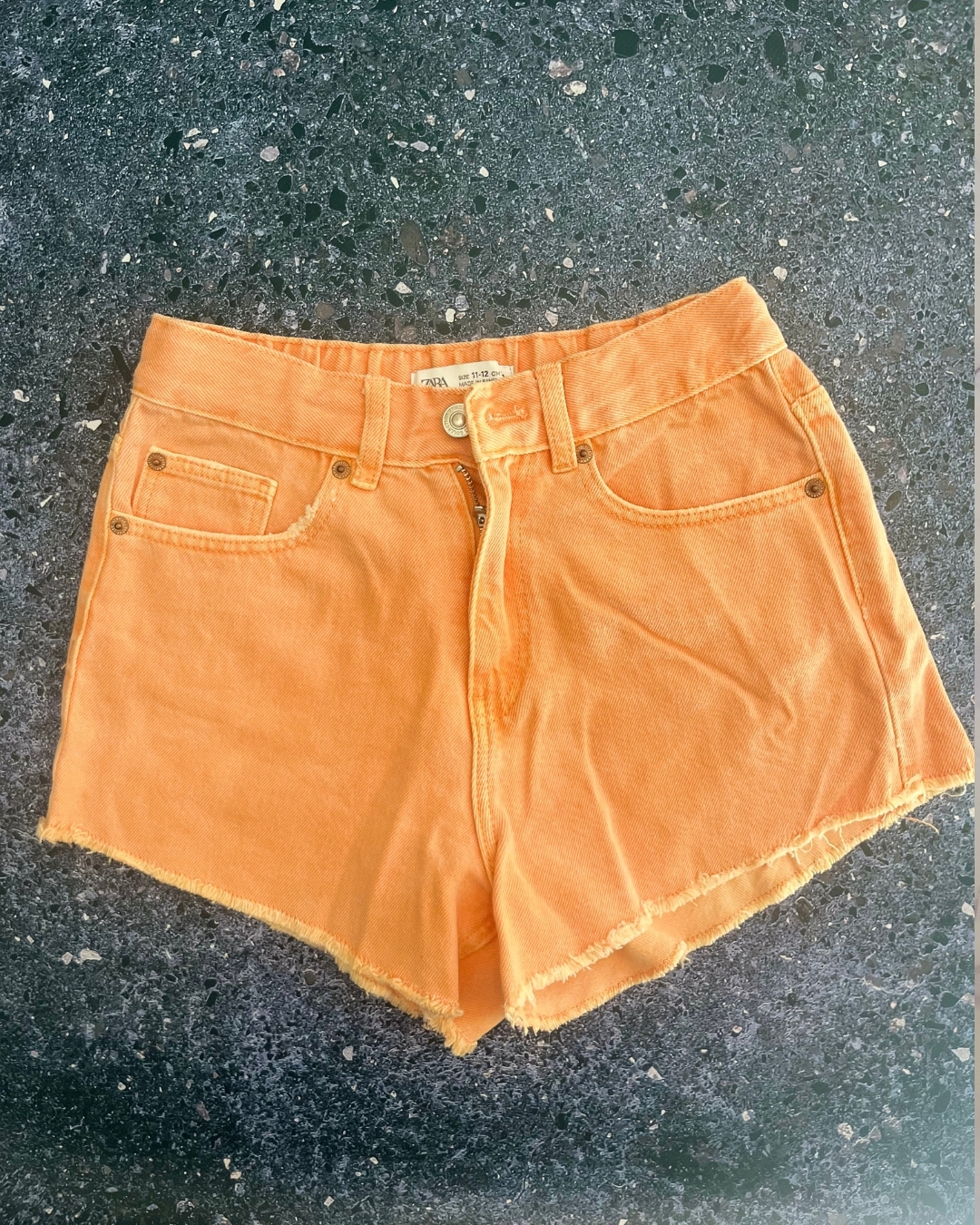 Zara orange denim shorts 11/12Y