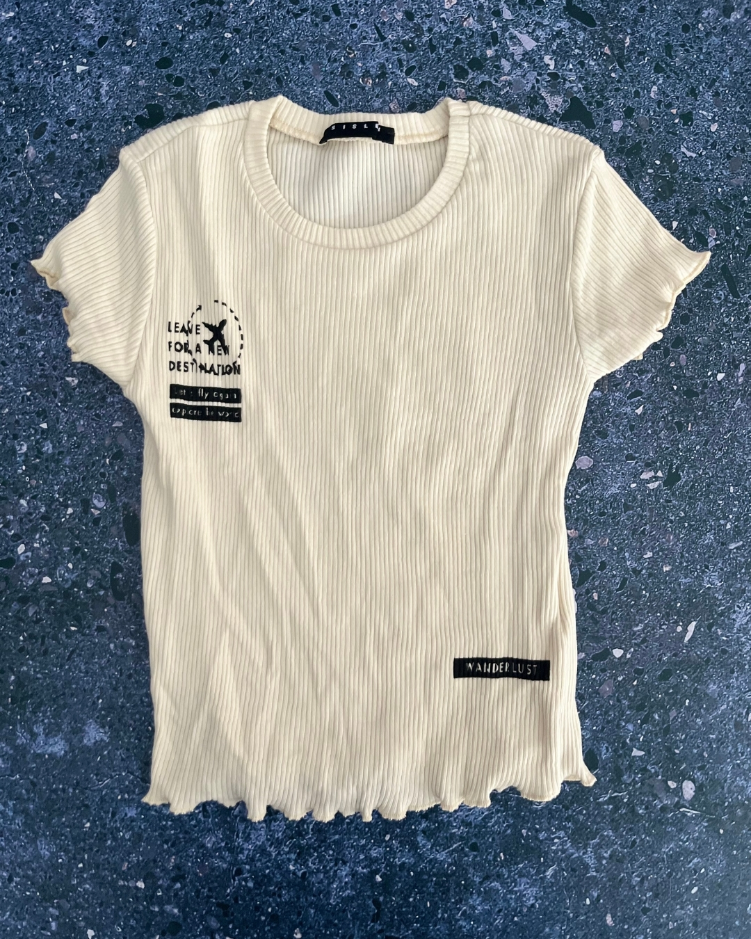 Sisley cream rib knit top 7/8Y