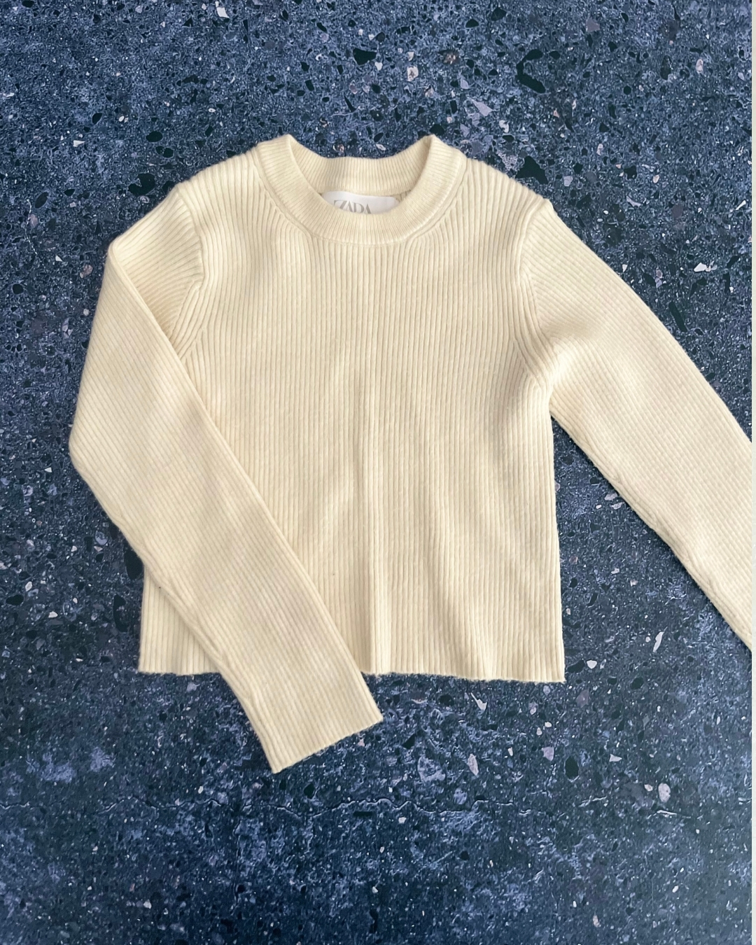 Zara cream rib knit long sleeved top 6/7Y