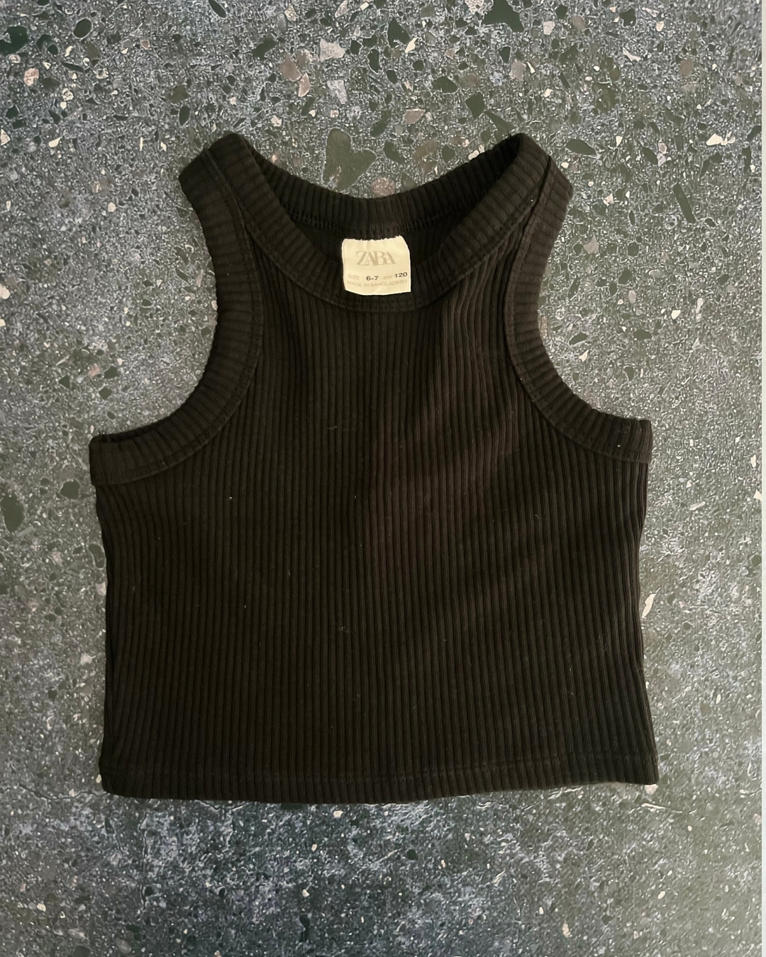 Zara black rib knit top 6/7Y