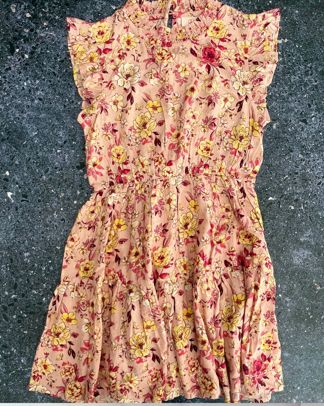 George Davies pink floral dress 7/8 Y