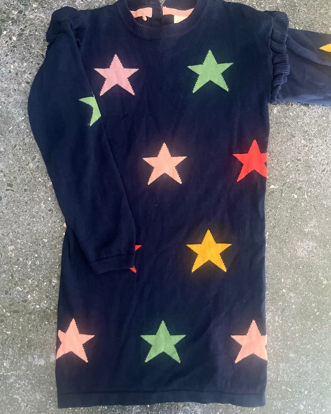 Next navy blue knitted dress with star print 7Y