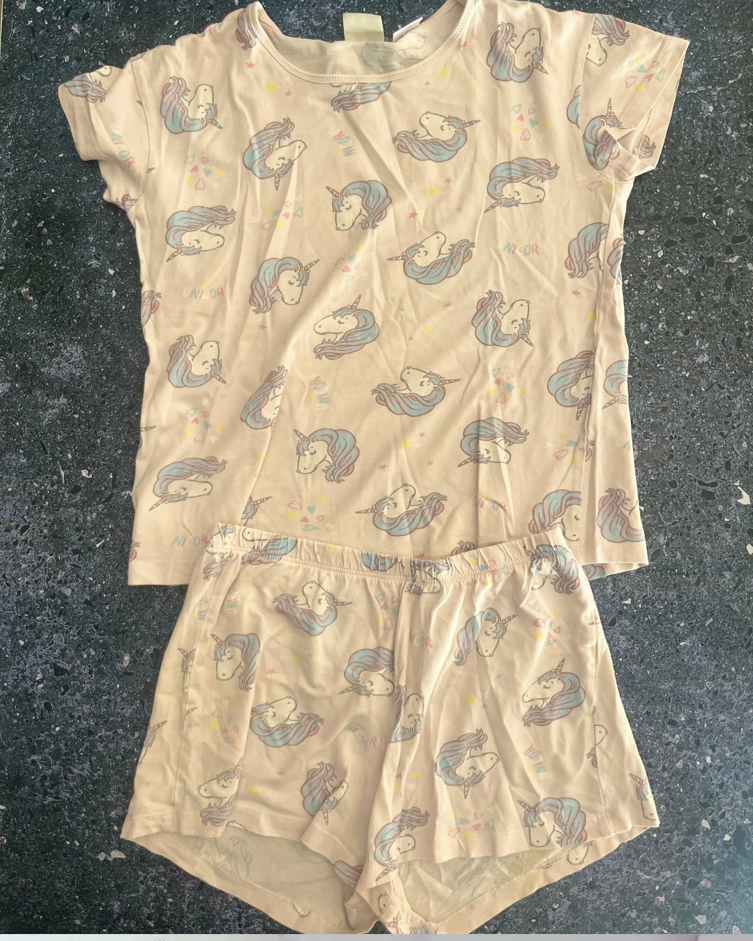 Zara pink unicorn print pyjama set 8/9Y