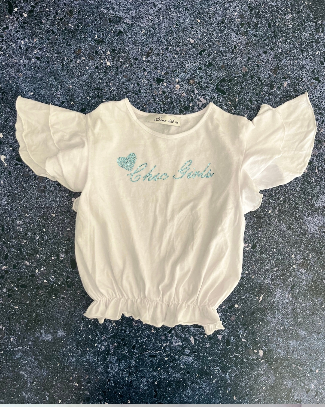 Lome Kids white 'Chic Girls' top and blue, white tutu skirt 8Y