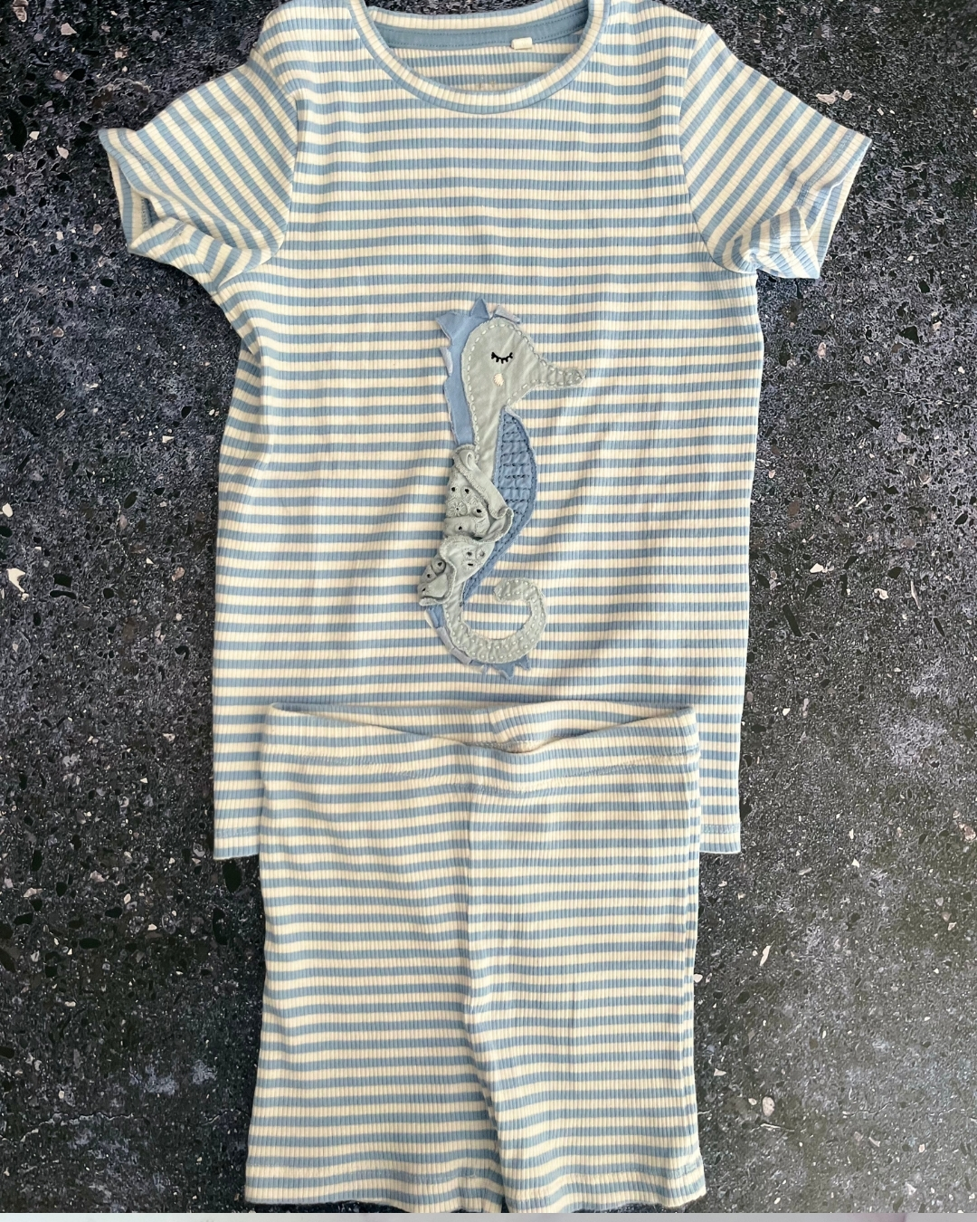Next blue and white striped top and matching bottoms 6/7Y