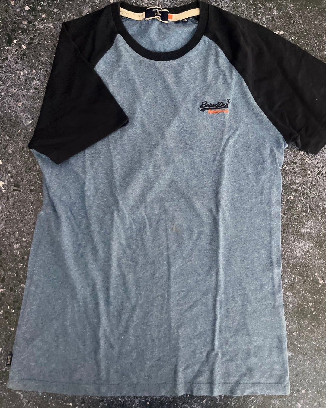 Superdry light blue T-shirt with dark blue sleeves X-small