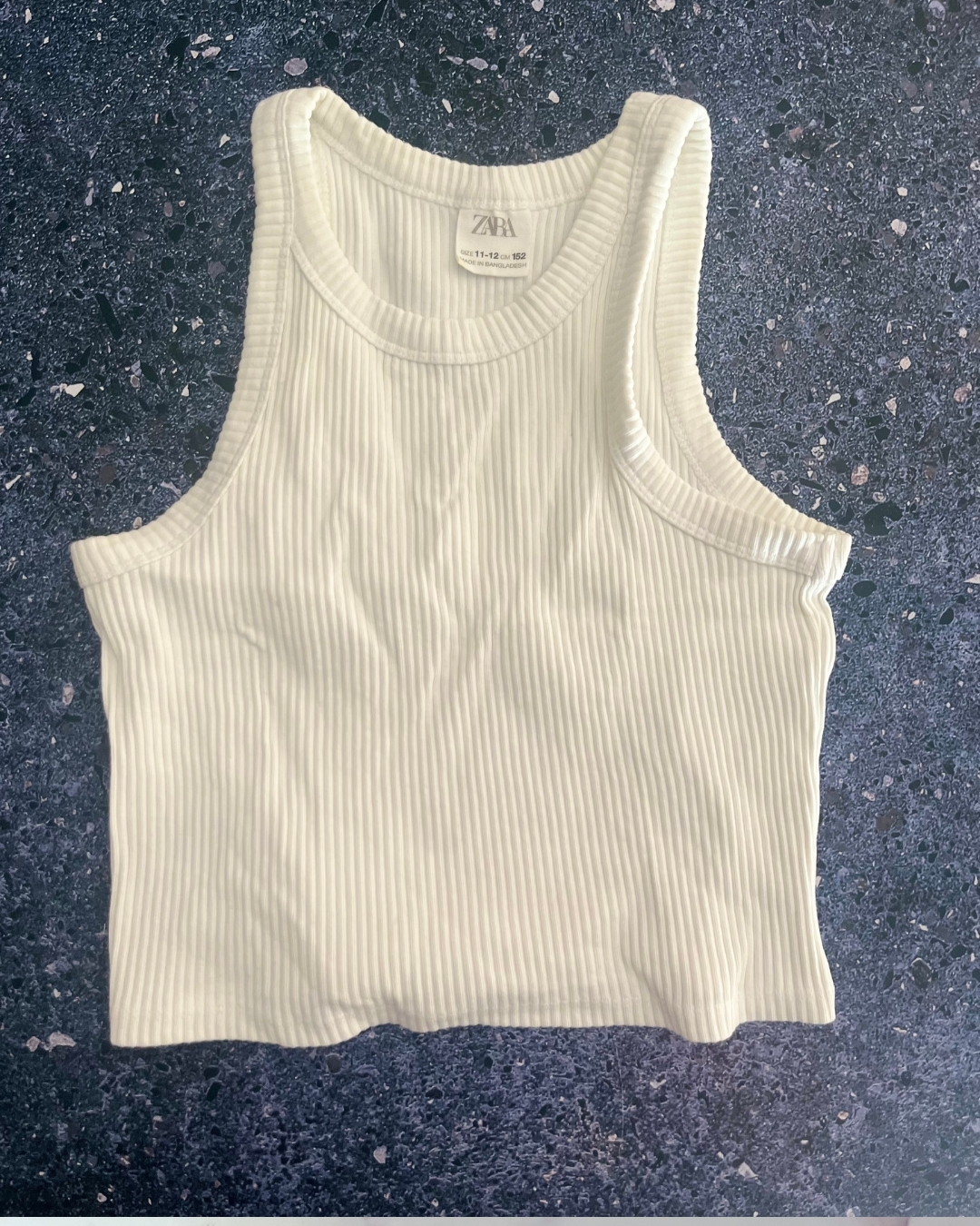Zara white rib knit vest 11/12Y