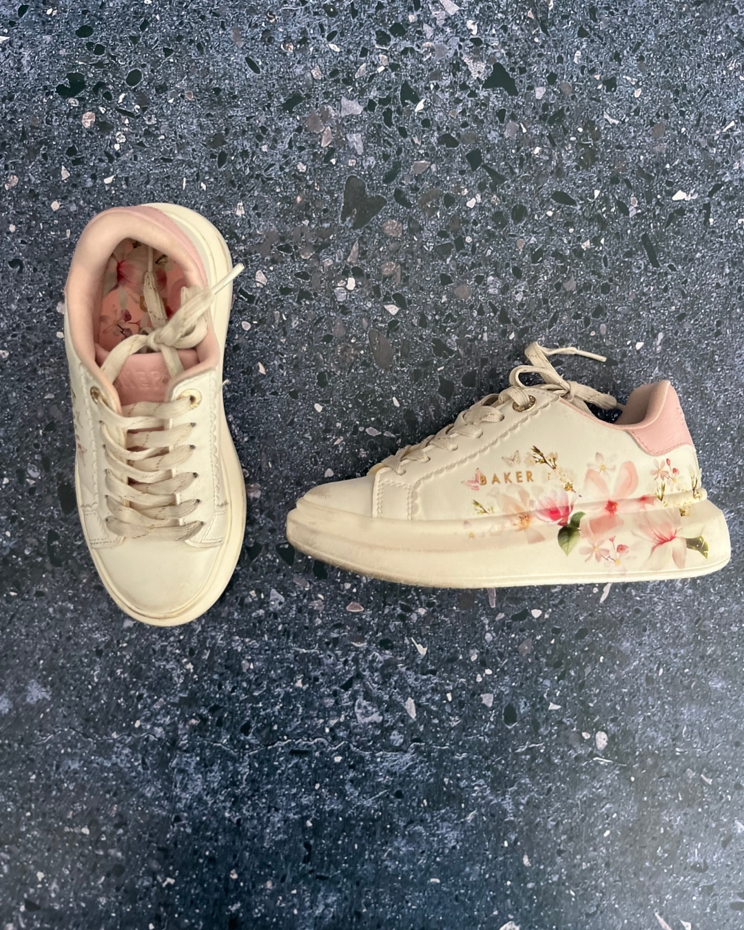 Ted Baker white tekkies with flower print Size 12