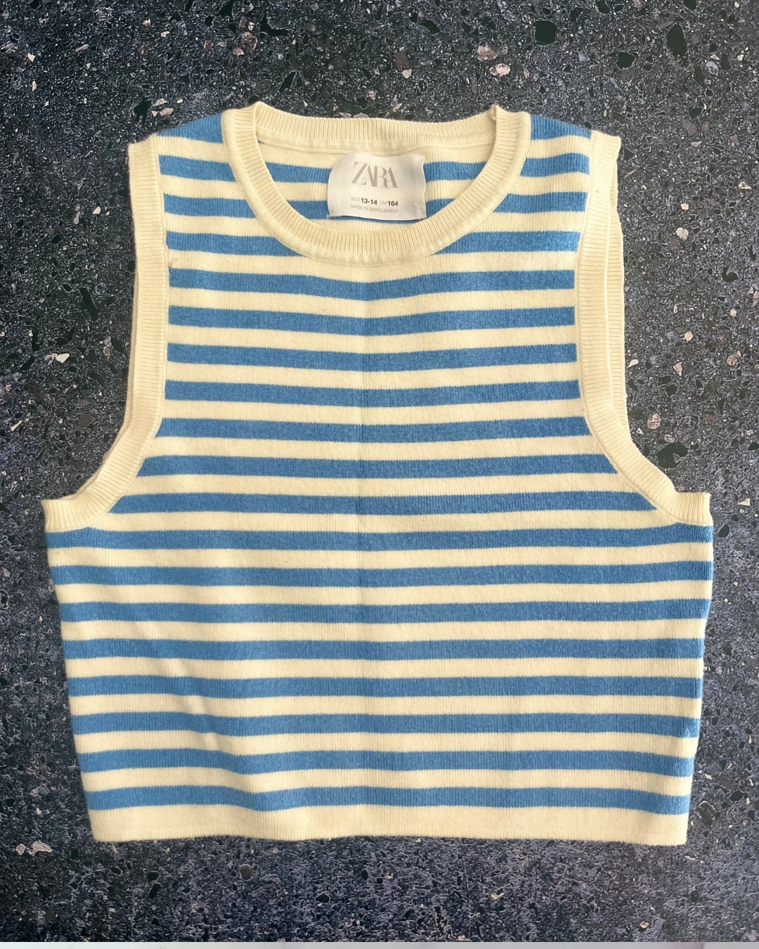 Zara blue and white striped knitted vest 13/14Y – Nearly New Kids