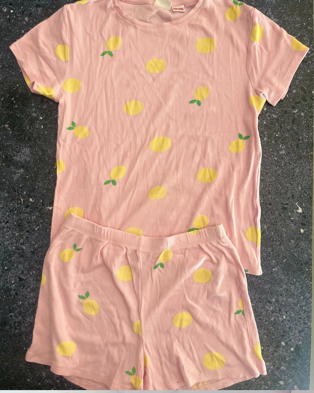 Zara pink top with lemon print and matching shorts 11/12