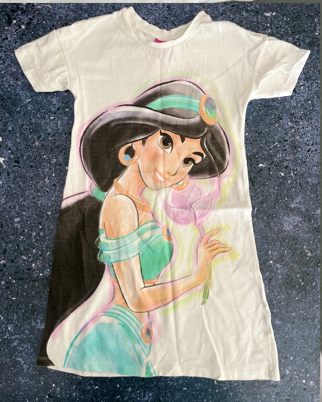 Disney Princess white T-shirt dress 6/7Y