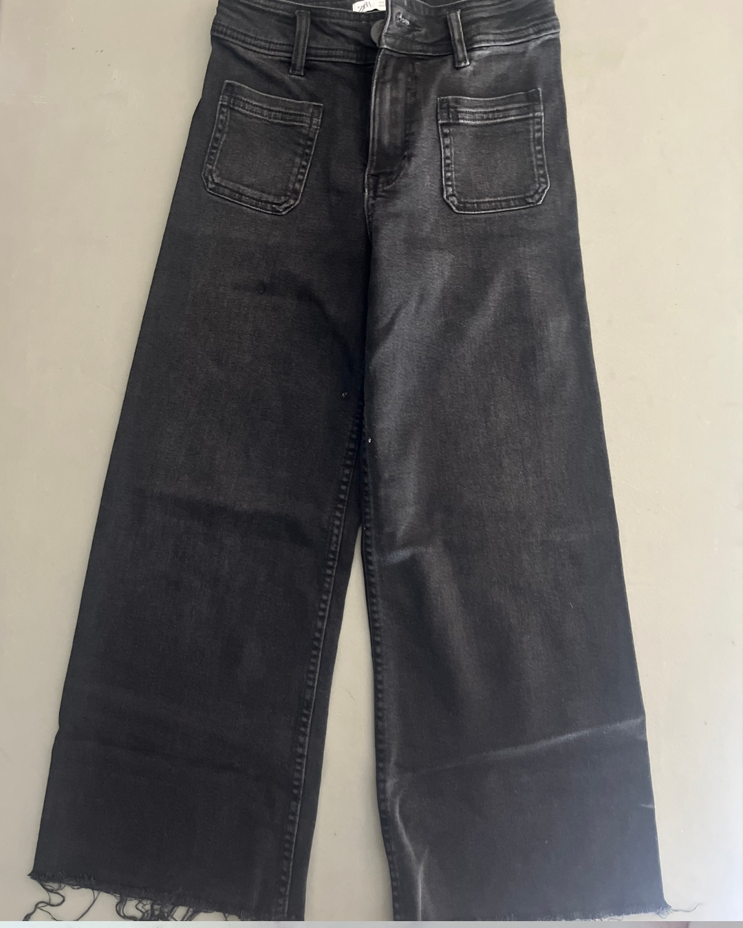 Zara black wide leg denim pants 10Y