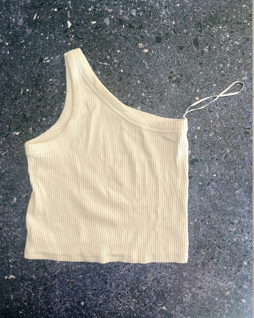 Zara white one arm rib knit top 11/12Y