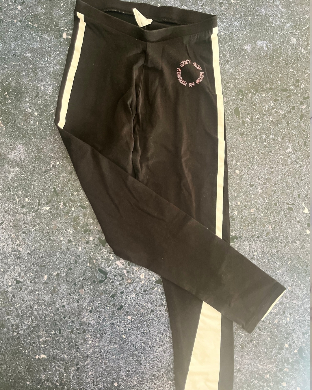 Zara black tracksuit pants with white side trim 11/12Y