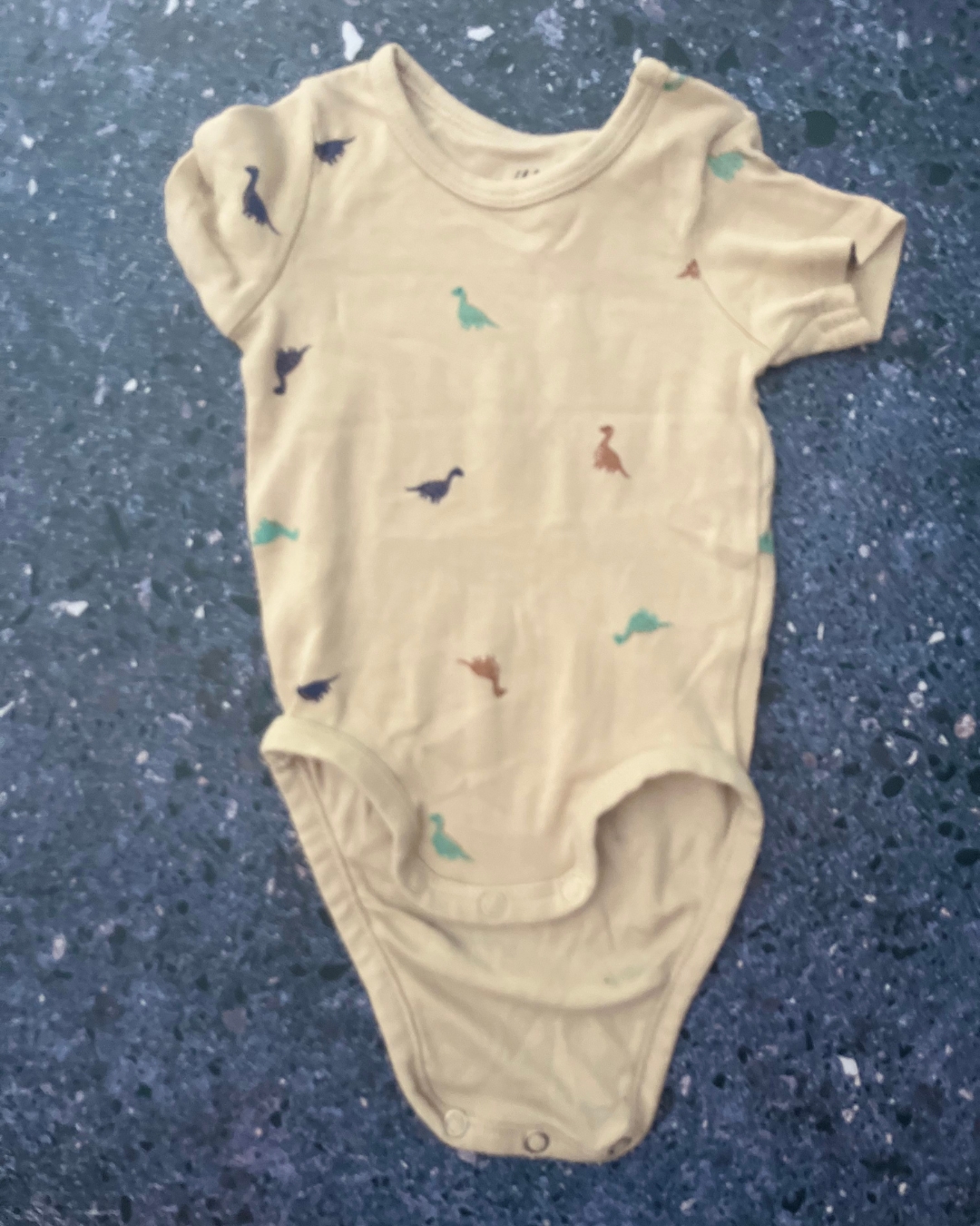 H&M brown dinosaur baby grow vest 2/4M
