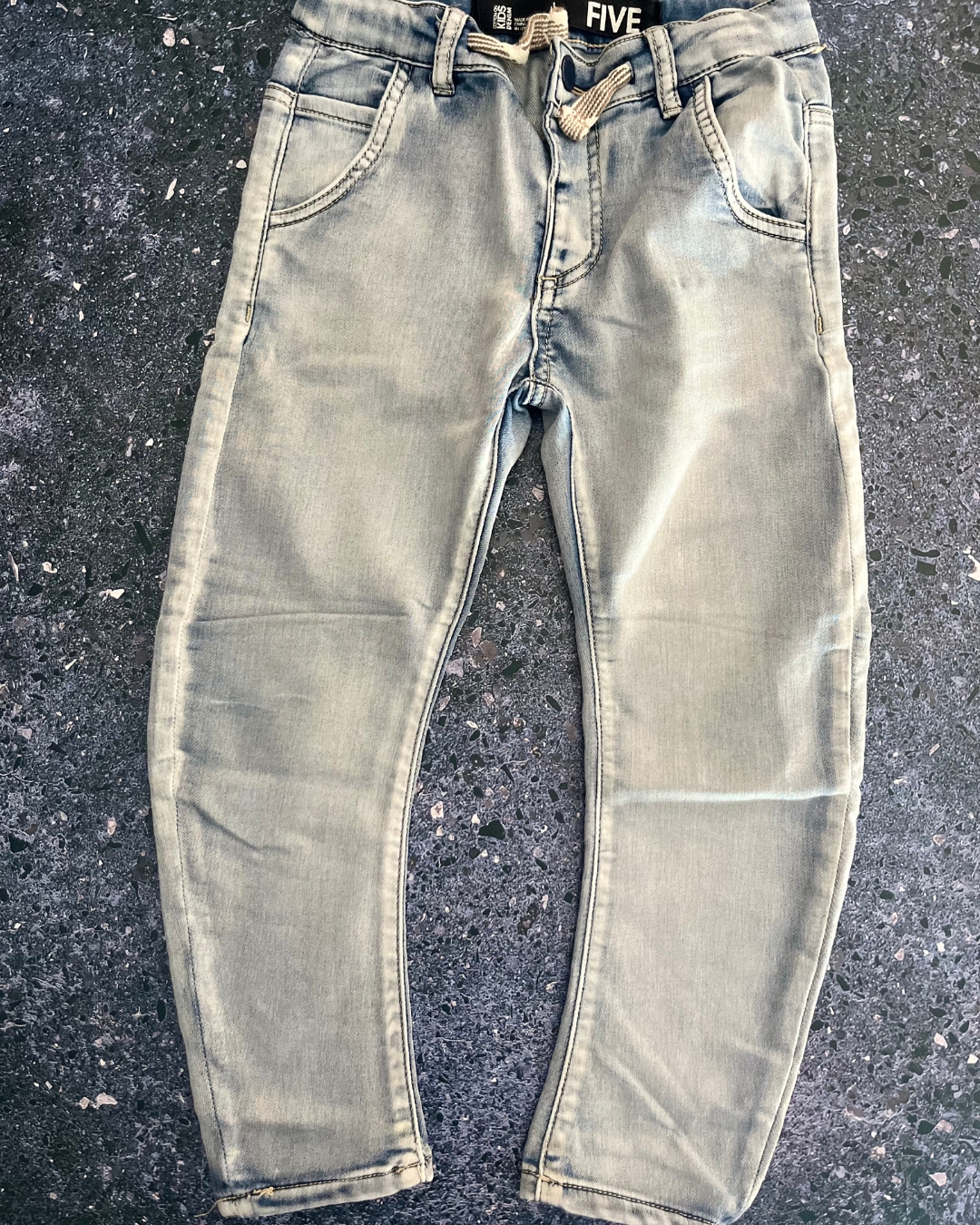 Cotton On blue denim jeans with drawstring 7Y