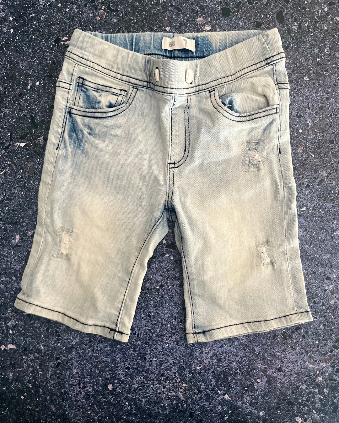 Cotton On washed denim with drawstring shorts 7Y