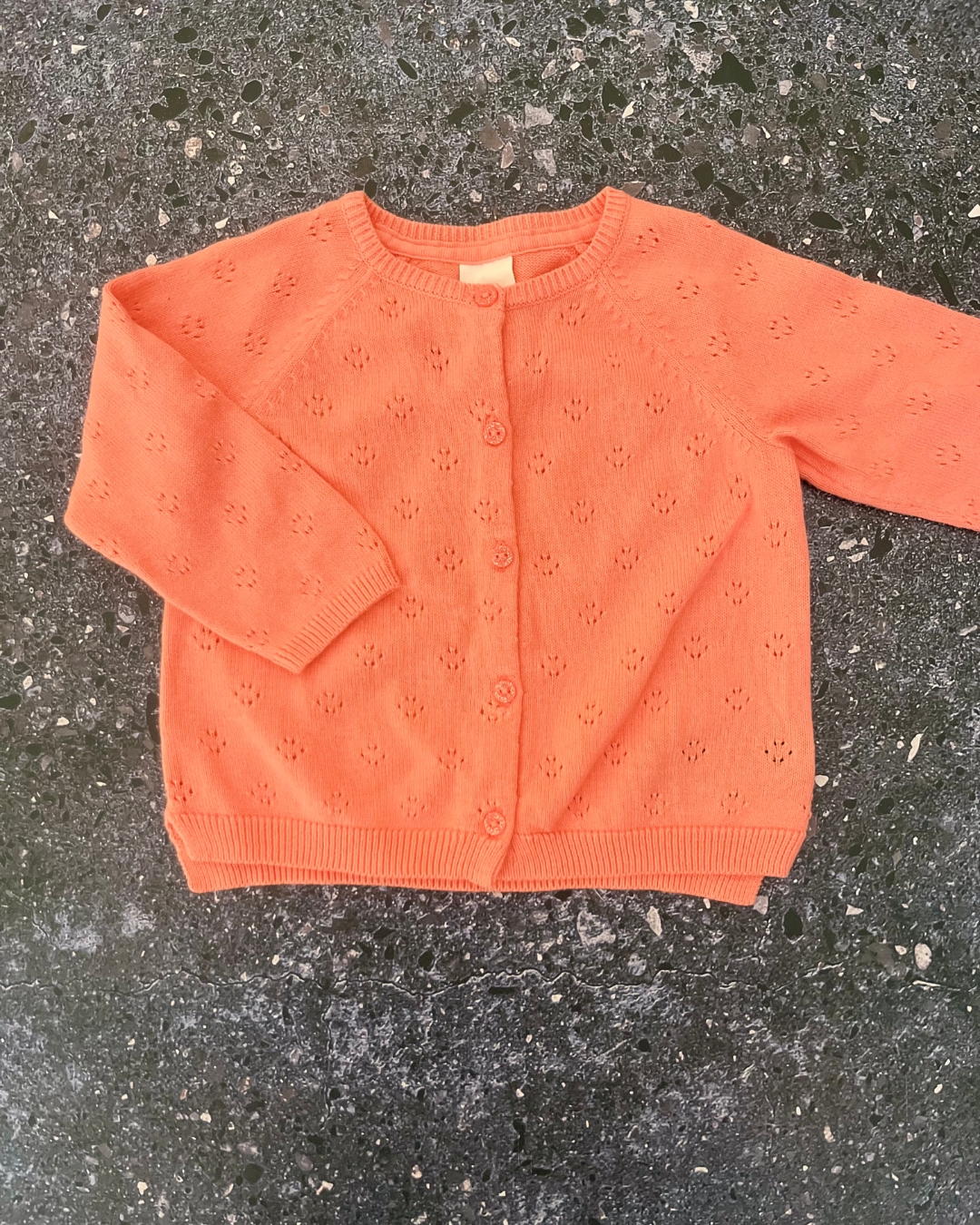 H&M pink floral tonal cardigan 4/6M