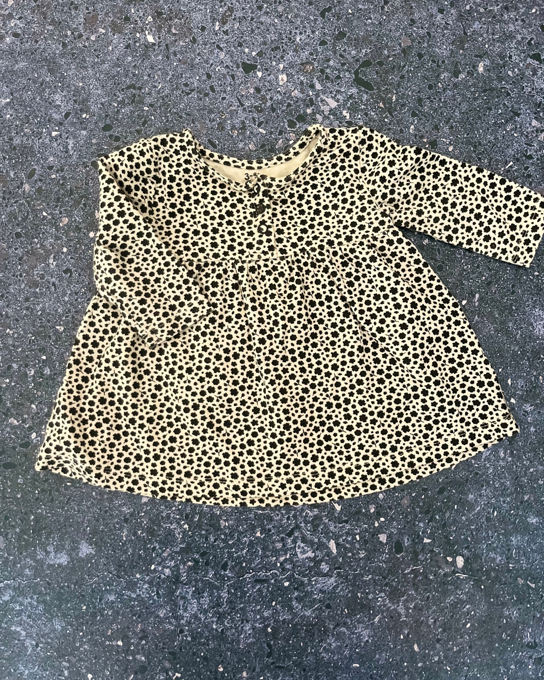 Cotton On beige floral print dress 3/6M