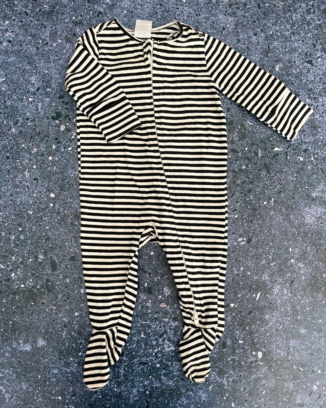 Cotton On black and white striped onesie 0/3M