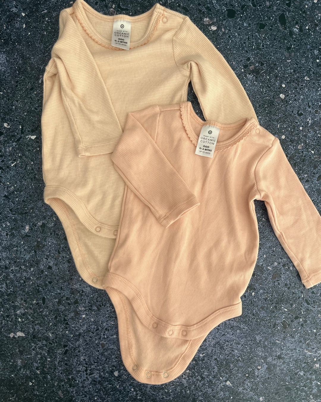 Target peach waffle weave baby grow set 0/3M