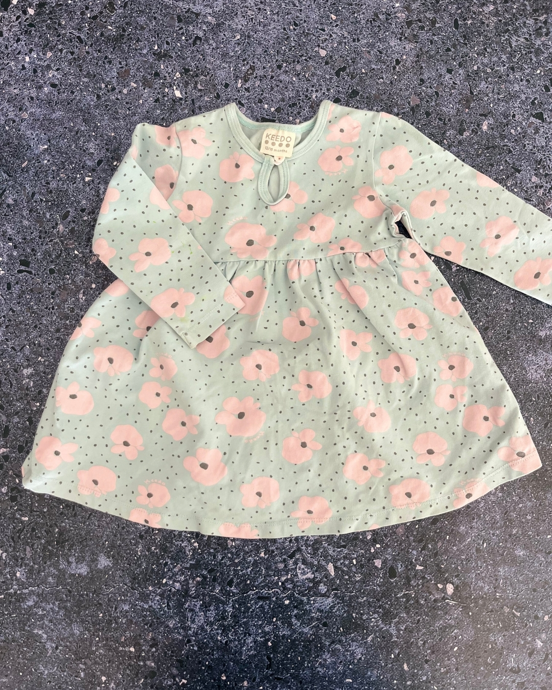 Keedo blue and pink floral dress 12/18M