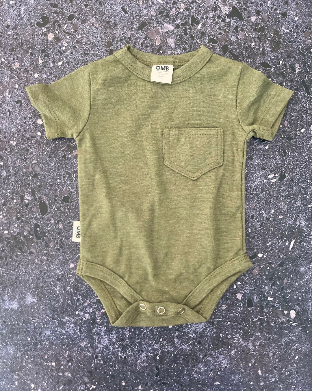 OMB green baby grow 0/3M