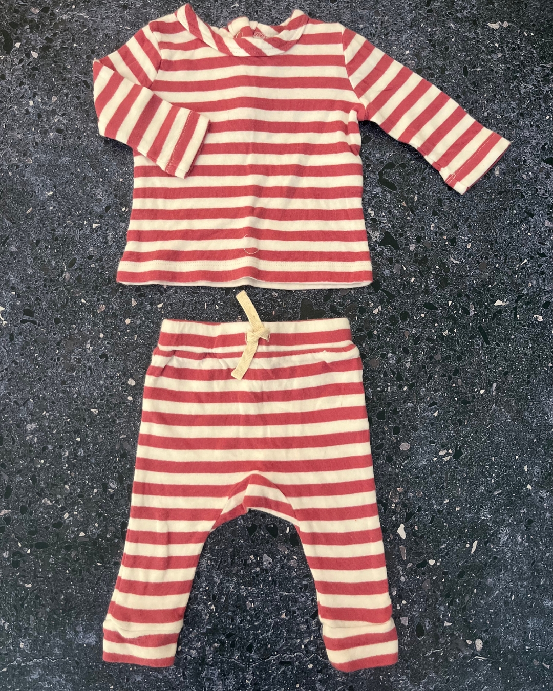 Cotton On pink and white striped top and bottoms 0/3M