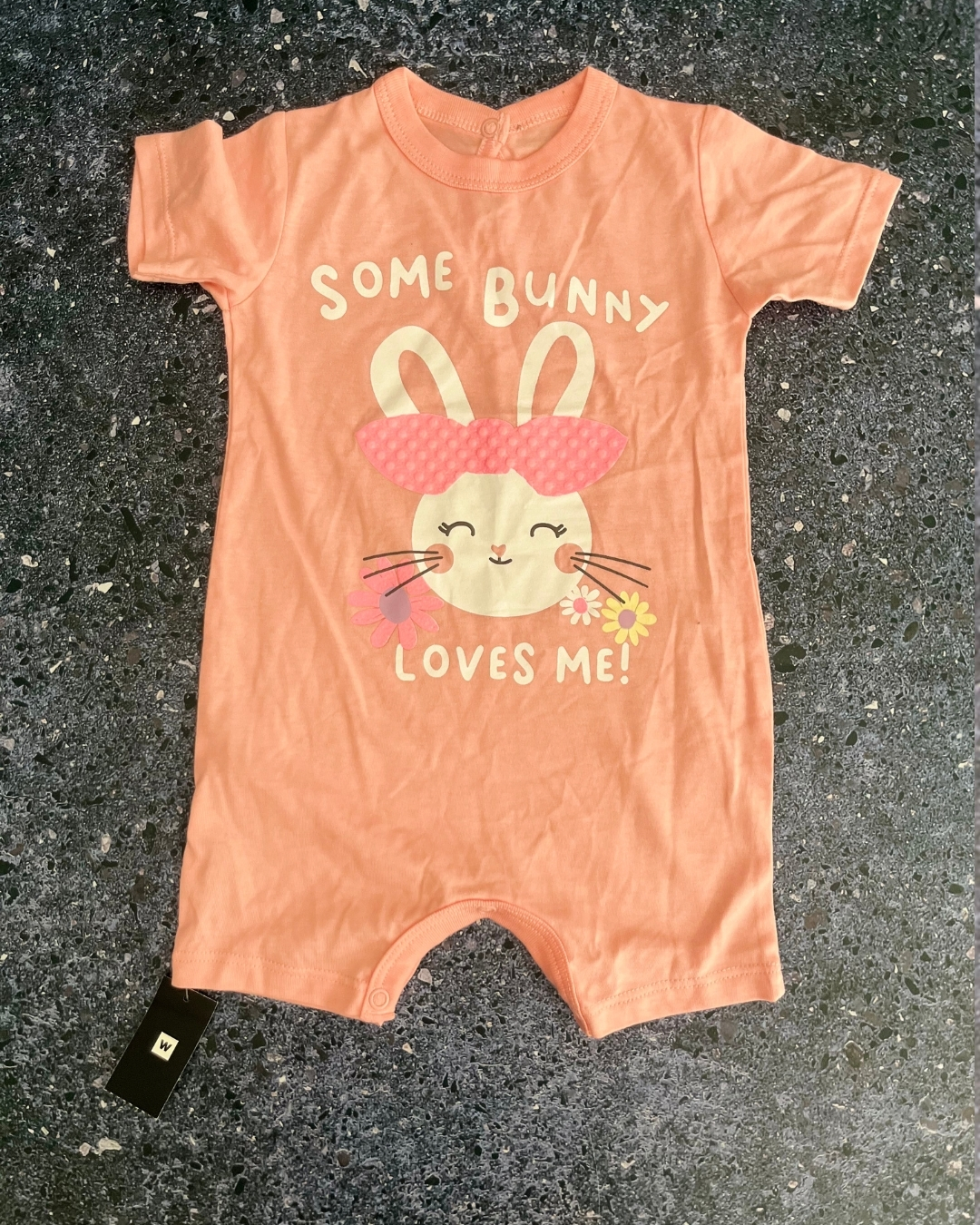 *NEW* Woolworths orange Some Bunny Loves Me romper 6/12M