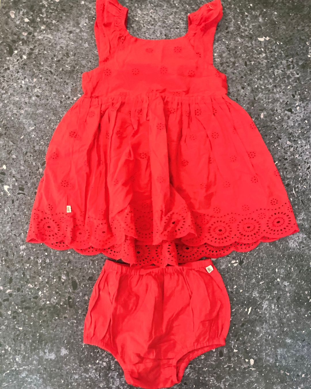 Woolworths red tonal floral dress and bloomer 6/121M