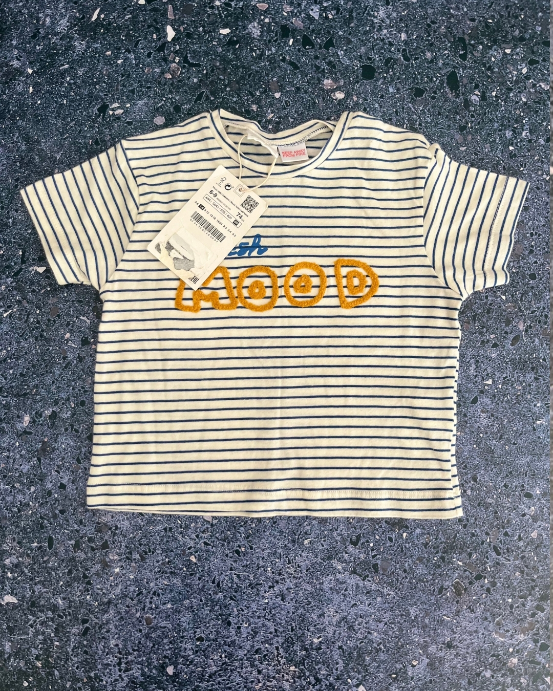 *NEW* Zara blue and white striped T-shirt 6/9M