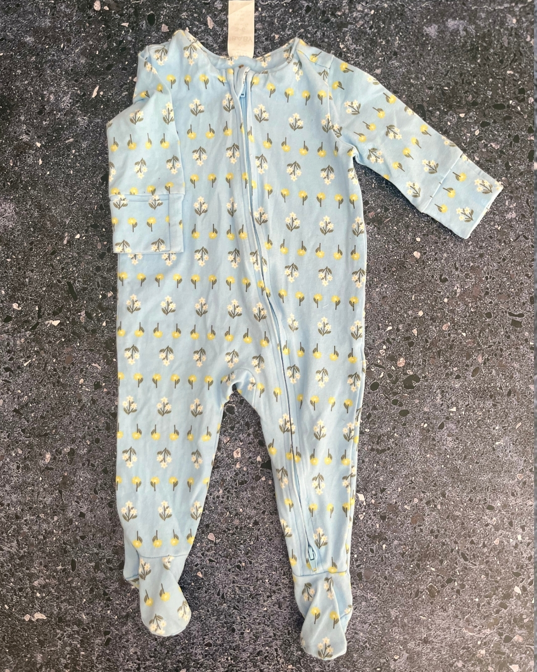 Cotton On blue floral onesie 3/6M