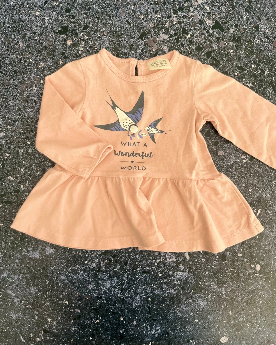 Keedo pink swallows dress 3/6M
