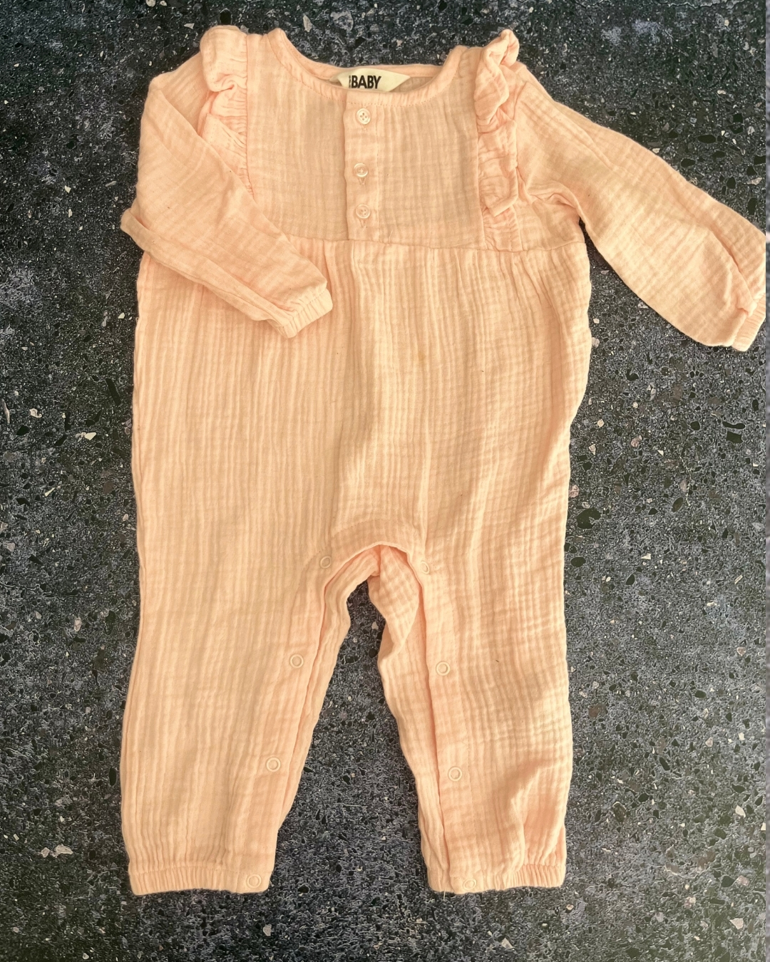 Cotton On pink waffle weave romper 6/12M