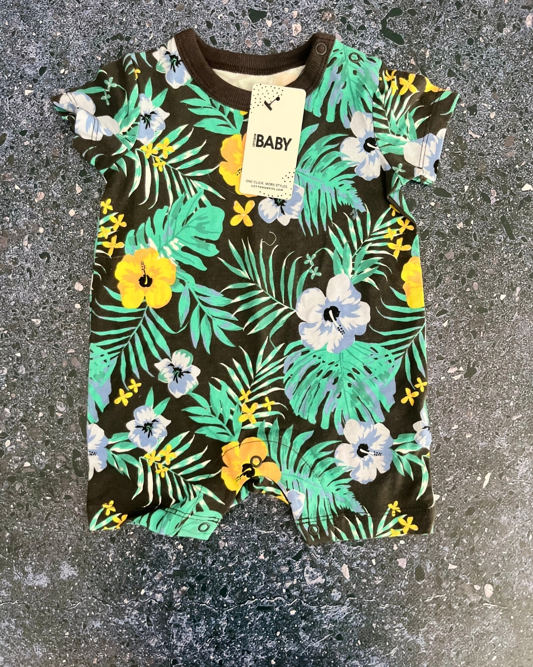 *NEW* Cotton On black floral romper 0/3M