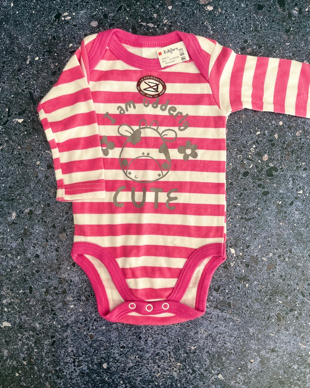 *NEW* 123 Baby pink striped baby grow 3/6M