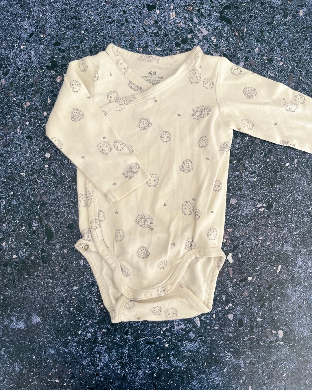 H&M white hedgehogs baby grow 4/6M