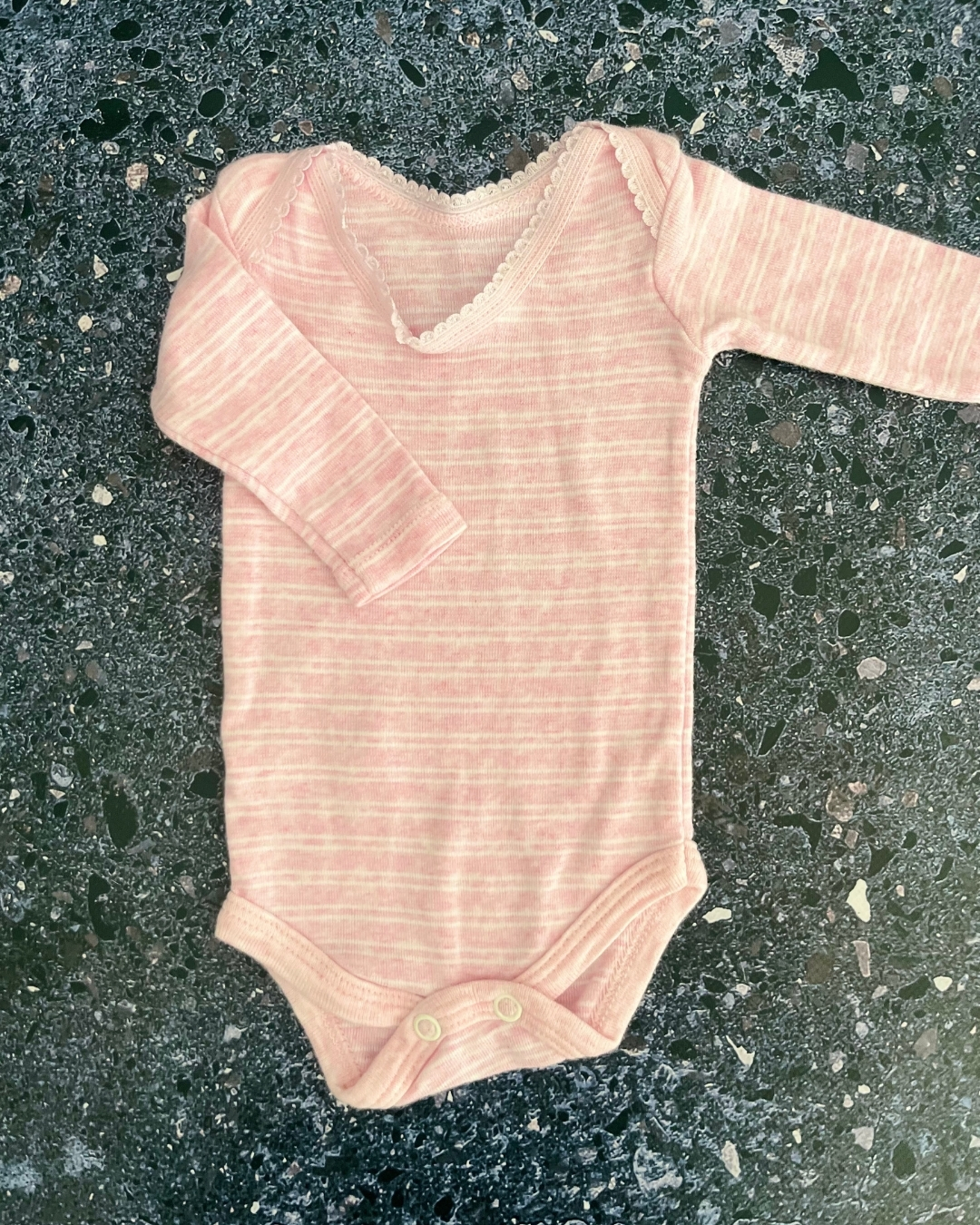 Woolworths pink striped baby grow Newborn