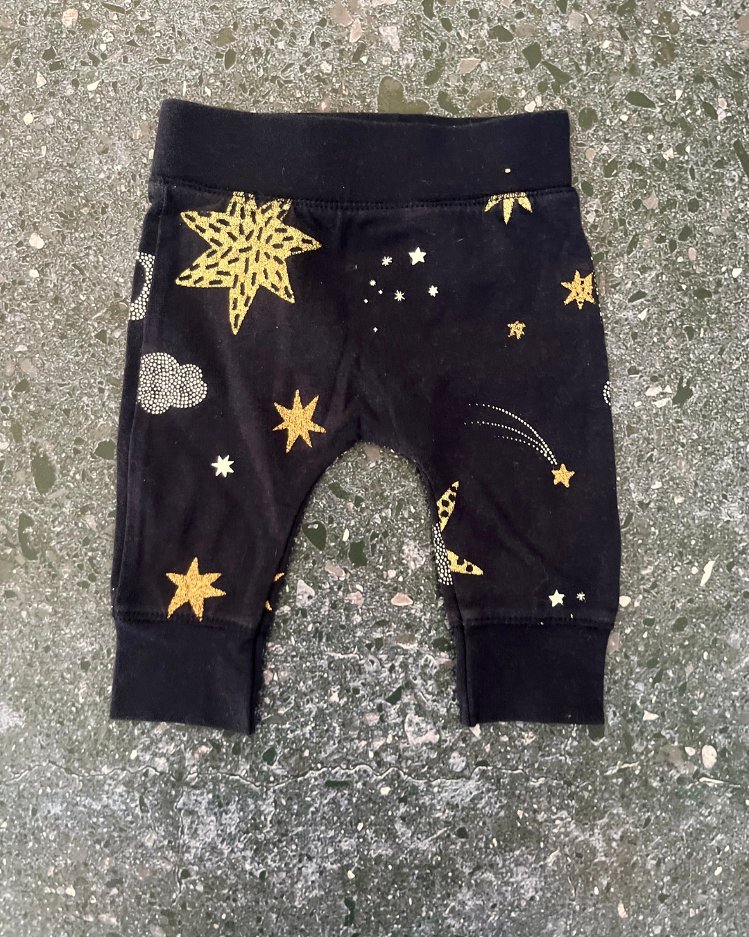 Cotton On blue sequin star pants 0/3M