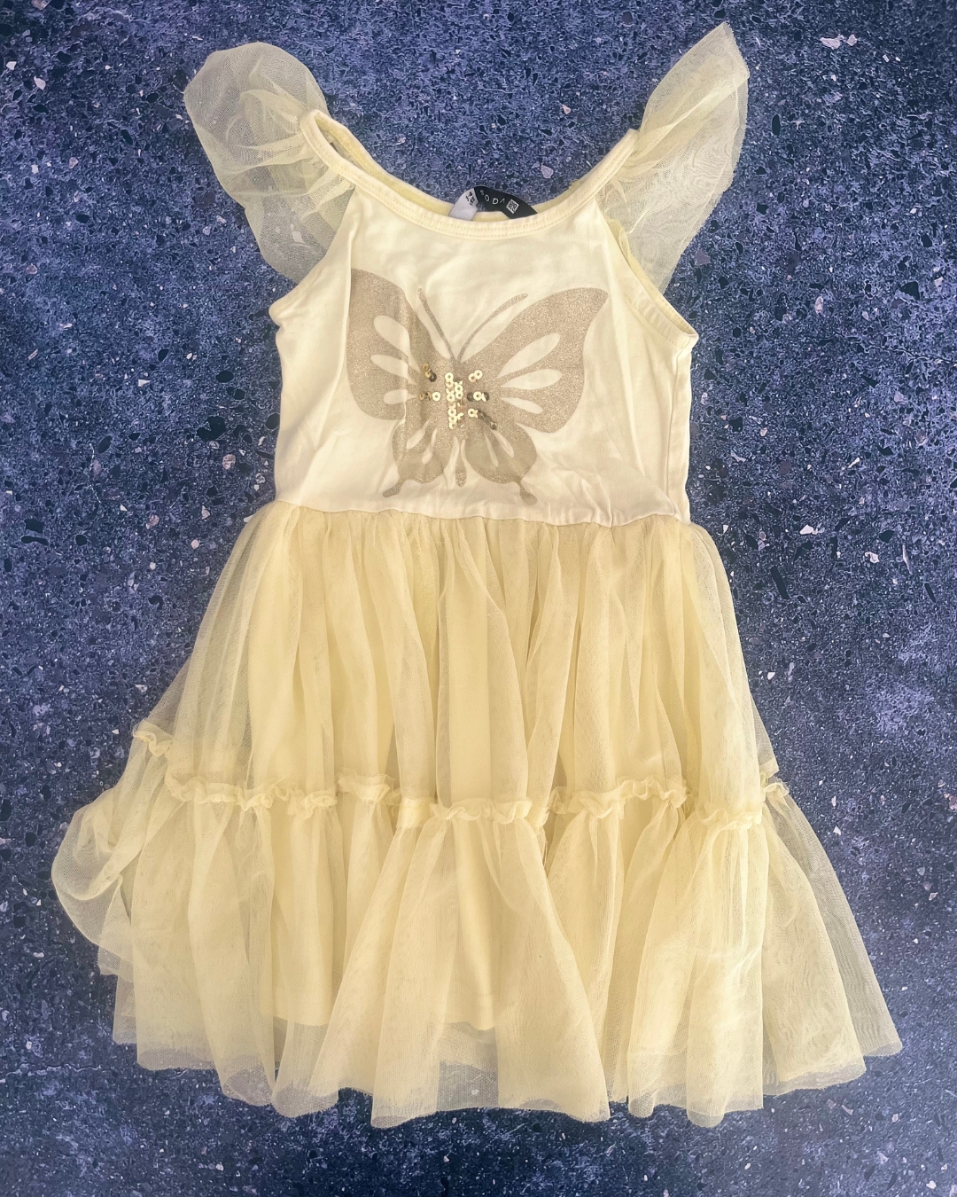 Soda Bloc yellow butterfly tulle dress 3/4Y