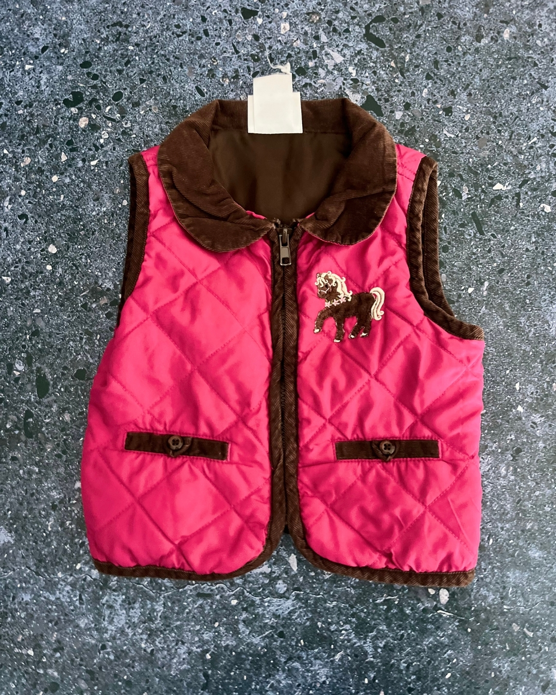 Decorated Kids pink horse vest 2Y
