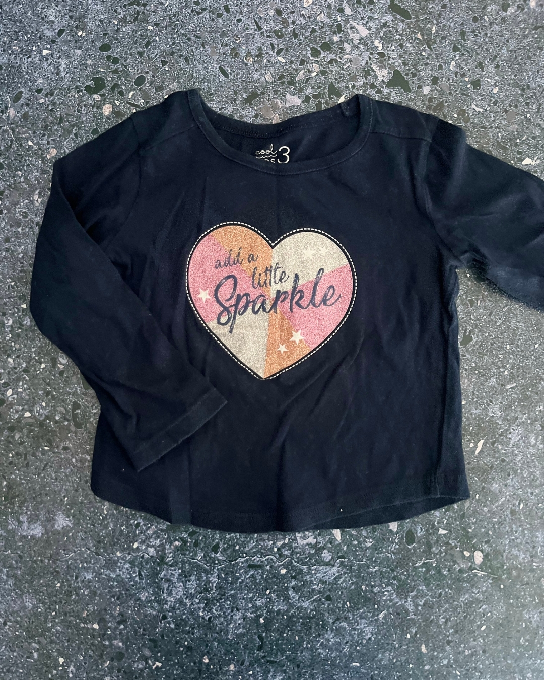 Woolworths blue heart sparkle long sleeve top 3Y